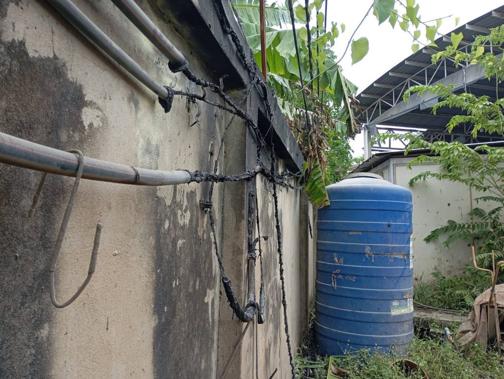 สายไฟเสียหายจากไฟไหม้