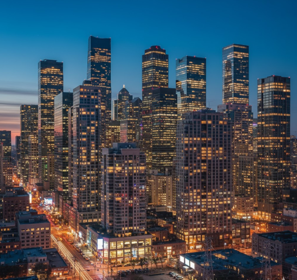 อาคาร สว่างไสวด้วยไฟฟ้า