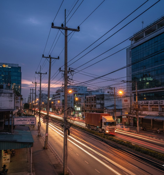 สายไฟข้ามถนน